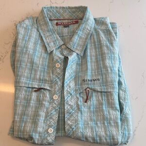 Simms Aqua Plaid Casual Shirt